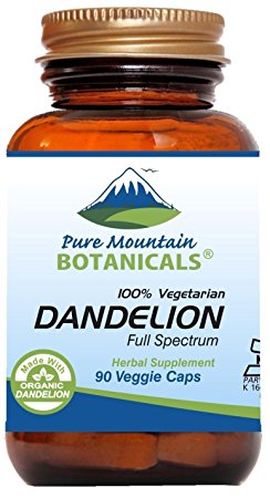 Dandelion Root Capsules - 90 Kosher Vegetarian Caps - Now with 450mg Organic Dandelion Root Powder