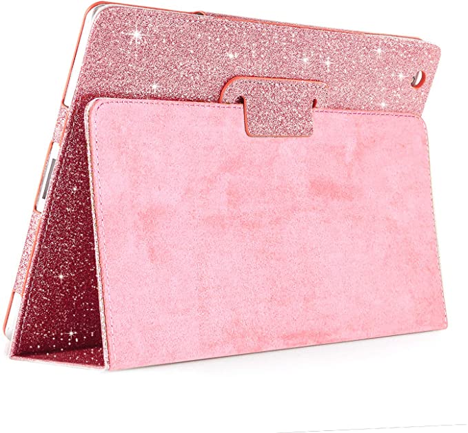 iPad Mini 1/2/3 Glitter Case,FANSONG Bling Sparkle PU Leather Smart Cover [Flip Stand Function] [Auto Sleep/Wake] Universal Case for Apple iPad Mini 1/2/3 (Bling Pink)