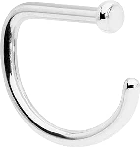 Body Candy Womens 18G Grade 23 Titanium D Shaped Nose Ring Nose Stud Body Piercing Jewelry 5/16"