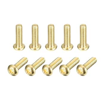 uxcell Brass Machine Screws, M3x10mm Phillips Pan Head Fastener Bolts for Furniture, Office Equipment, Electronics 60Pcs