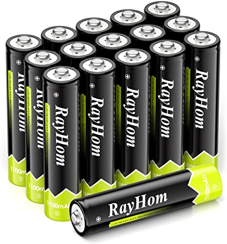 RayHom AAA Rechargeable Batteries 1100mAh Ni-MH Battery (16 Pack)