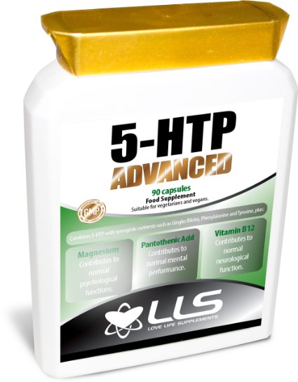 LLS 5-HTP Advanced Nootropic  90 Veg Capsules  An Advanced Combination of 5HTP and Synergistic Nutrients such as Gingko Biloba Phenylalanine and Tyrosine for Normal Psychological  Neurological Function and Mental Performance  Produced in the UK under GMP Certification  Love Life Supplements - Live Healthy Love Life