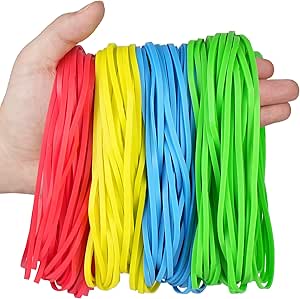 LotFancy Large Rubber Bands, 170 Pcs Big Rubber Bands, Assorted Color, Size #117B 7×1/8” Heavy Duty Long Rubber Bands for Trash Can File Folders Office Supplies