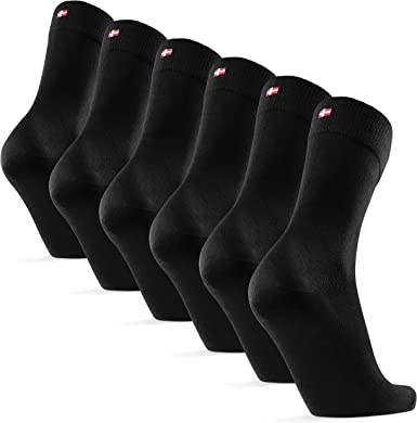 DANISH ENDURANCE 6 Pares Calcetines de Bambú para Hombre y Mujer, Calcetines Ejecutivos Super Suaves, Cómodos, Transpirables y Duraderos, Corte Clásico, Hechos en Europa