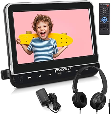 PUMPKIN 10.1 inch Headrest Car DVD Player with Headphone Support HDMI, 1080P Video, Sync Screen, AV in/Out, Region Free, USB/SD, Last Memory