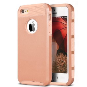 iPhone 5s Case,iPhone SE Case,iPhone 5 Case,by Ailun,Soft TPU Bumper&Hard Shell Solid PC Back,Shock-Absorption&Anti-Scratch Hybrid Dual-Layer Slim Cover[Rose Gold]