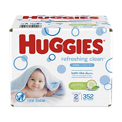 HUGGIES Refreshing Clean Scented Baby Wipes, Hypoallergenic, 2 Refill Packs (352 Total Wipes)