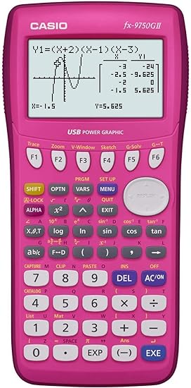 Casio fx-9750GII, Graphing Calculator, Pink (FX9750GII-PK)