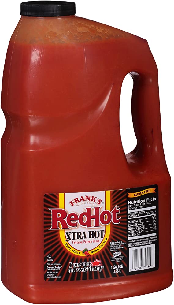 Frank's RedHot Xtra Hot Sauce, Extra Spicy Sauce for Chicken Thighs and Vegetarian Burgers, 3.78 kg,417519601