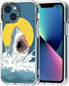 MOSNOVO for iPhone 13 Case, [Buffertech 6.6 ft Drop Impact] [Anti Peel Off] Clear Shockproof TPU Protective Bumper Phone Cases Cover with Shark Design for iPhone 13