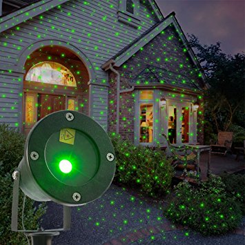 Outdoor Laser Christmas Light, Landscape Lighting, Colorful Star Show Christmas Projector with IR Wireless Remote, Timer, Various Patterns for Holiday Party Decoration