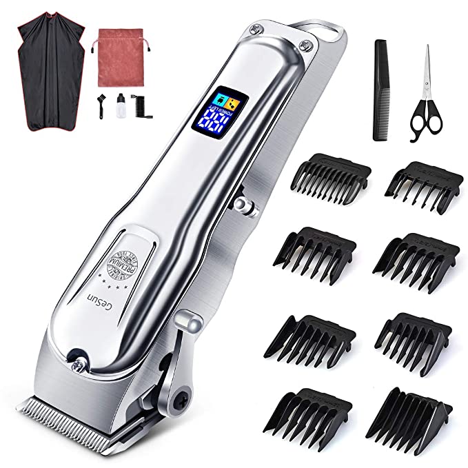 Hair Clippers for Men - Gesun Powerful Cordless Trimmer for Professional DIY Hair Cutting, Beard Grooming Kit at Home w/Low Noise, Metal Housing, LED Display, Rechargeable for Kids Women, Barber