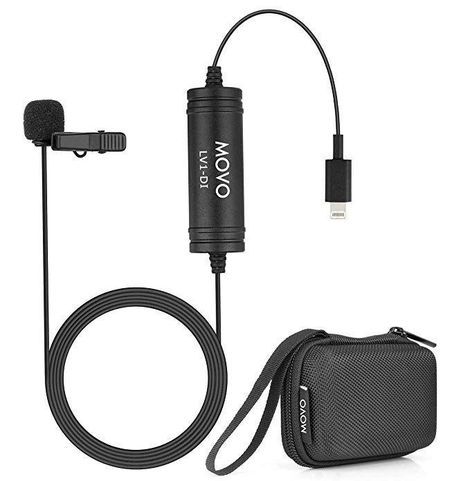 Movo LV1-DI Digital Lavalier Omnidirectional Clip-on Microphone with MFi Certified Lightning Connector Compatible with iPhone, iPad, iPod, iOS Smartphones & Tablets