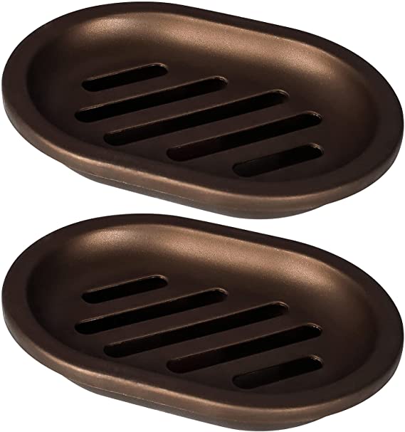 TOPSKY 2-pack Soap Dish, Soap Holder, Soap Saver, Easy Cleaning, Dry, Stop Mushy Soap (Bronze)