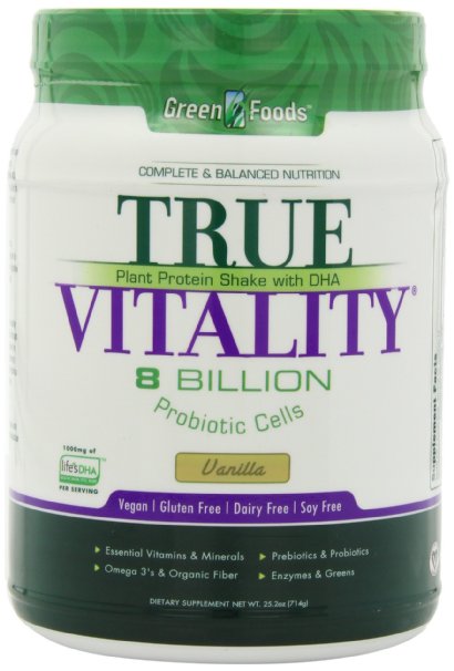 Green Foods True Vitality Plant Protein Shake, Vanilla, 25.2 Ounce