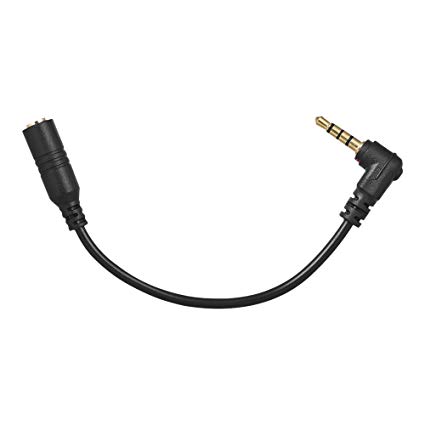 Andoer EY-S04 3.5mm 3 Pole TRS Female to 4 Pole TRRS Male 90 Degree Right Angled Microphone Adapter Cable Audio Stereo Mic Converter for iPad iPhone Samsung Huawei Smartphone