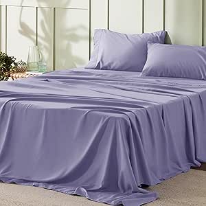 Bedsure Full Size Sheet Sets - Soft Sheets for Full Size Bed, 4 Pieces Hotel Luxury Baby Lavender Sheets Full, Easy Care Polyester Microfiber Cooling Bed Sheet Set