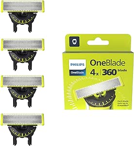 Philips Genuine OneBlade 360 - lames de rechange, pour rasoir/tondeuse électrique OneBlade, lot de 4, modèle QP440/50