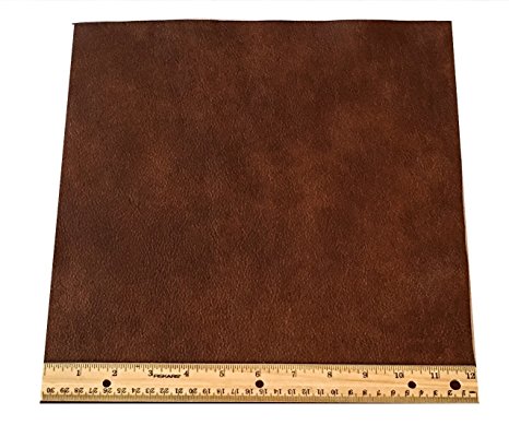 Upholstery Leather Piece Medium Brown Cowhide Light Weight 12" x 12" 1 SF
