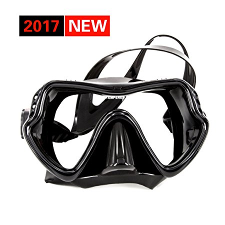 LINKIM Diving Mask with EVA Protective Case - 2017 New -Unique Single tempered glass Design - No leaking - Unisex Underwater Swimming Scuba Free Diving Snorkeling Mask