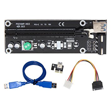 PCI-E 1X to 16X Express Mining Extender Riser Card Adapter with 50cm USB 3.0 Power Cable