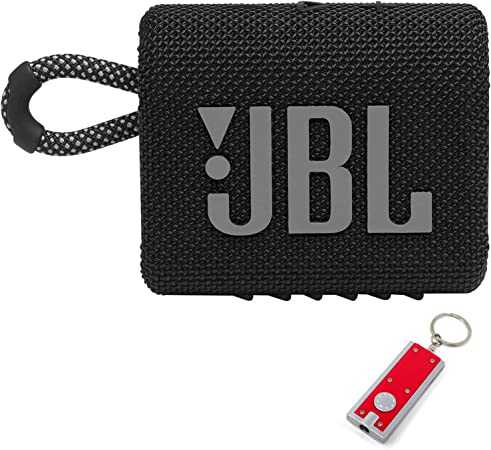 JBL Go 3 - Portable Bluetooth Speaker, Built-in Battery, Waterproof and Dustproof, Bonus Keychain LED Included - Black