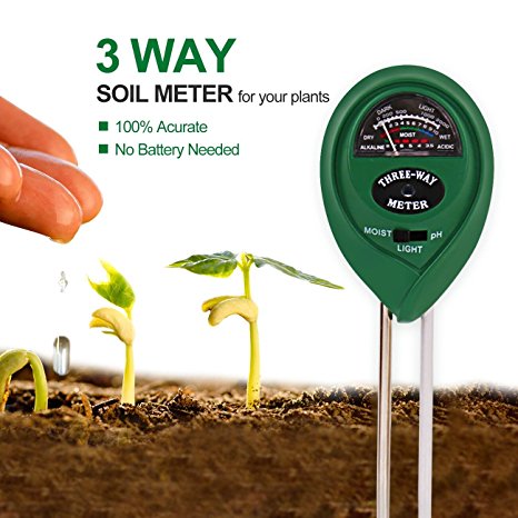 3-in-1 Soil Moisture Meter, Petcaree Light and pH / Acidity Meter Plant Tester, Helpful for Garden, Farm, Lawn, Indoor & Outdoor (No Battery Required) (Upgraded)