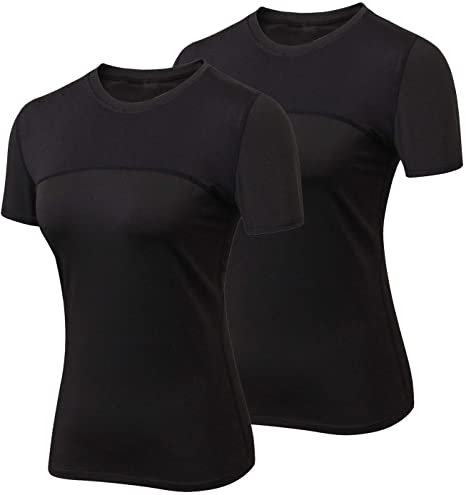 Women Workout Shirt Dry Fit Short Sleeve Sport Compression Tops Moisture Wicking Athletic T-Shirts