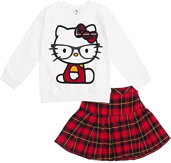 Hello Kitty Girls Fleece Sweatshirt and Skirt Toddler to Big Kid