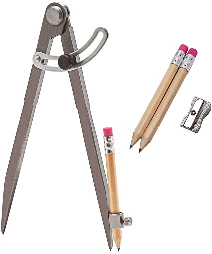 ALLY Tools Professional 8 Inch Locking Wing Divider Pencil Holder/Compass Scribe Kit INCLUDES Two Pencils and Pencil Sharpener Ideal for Drawing Circles, Woodworking, Metalworking, and Map Plotting