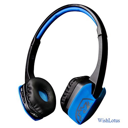 Sades D201 Bluetooth Headphone Wireless 4.1 Stereo Headset with Microphone On-Ear, Improved Version for PC Laptop iPad iPhone Samsung HTC Sony LG and Other Smart Phones(Black Blue)