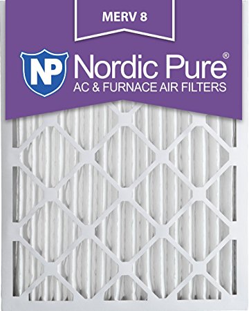 Nordic Pure 16x25x2M8-3 MERV 8 Pleated AC Furnace Air Filter, 16x25x2, Box of 3