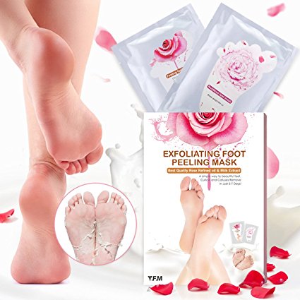 Rose Foot Mask, Y.F.M 1 Peeling Mask and 1 Nutritious Mask, Exfoliating Soft Feet Peel Mask, Remove Calluses Dead Skin Cells Rebirth of Soft Foot Completely within 4-7 days for Gift
