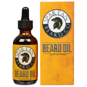 Spartan Beard Co. Beard Oil (60ml.) - Fragrance Free Softener & Conditioner - Helps Reduce Irritation, Promotes Healthy Growth for Thicker Facial Hair - Contains Argan, Jojoba & Chamomile Oils