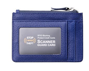 MEKU RFID Blocking Slim Leather Credit Card Wallet with Key Ring and ID Window