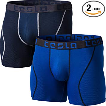 Tesla Men's Athletic Stretch 6" No-Fly Brief Dri Fit Underwear Trunk (2-Pack) MBU05/MBU12