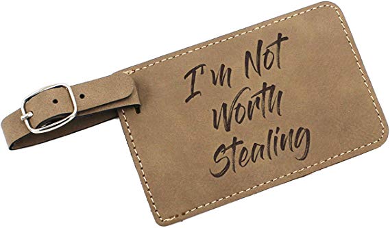My Personal Memories Fun Luggage Tags for Suitcase - Funny Travel Lover Gifts for Men, Women, Him, Her, Husband, Wife (Worth Style, Tan)