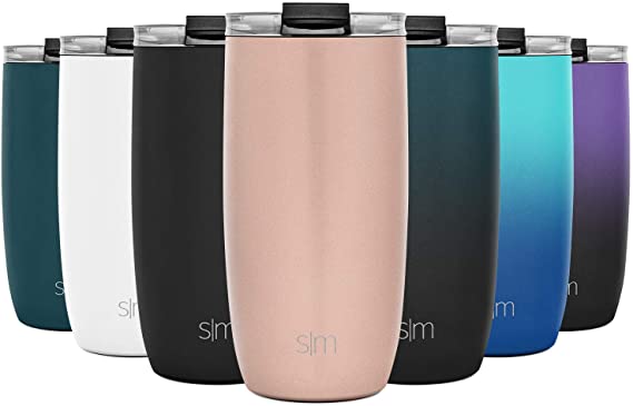 Simple Modern 16oz Voyager Travel Mug Tumbler w/Clear Flip Lid & Straw - Coffee Cup Vacuum Insulated Flask 18/8 Stainless Steel Hydro Water Bottle -Rose Gold