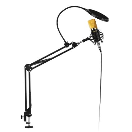 AUKEY Condenser Microphone Studio Professional Broadcasting & Recording Microphone Compatible with All Windows PC/Laptop Computers
