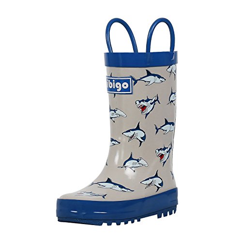 hibigo Children's Natural Rubber Rain Boots With Handles Easy For Little Kids & Toddler Boys Girls, Pattern