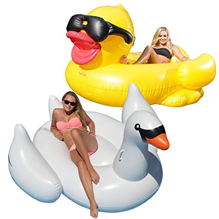 Robelle Giant Derby Duck & White Swan 2 Pack Pool Float