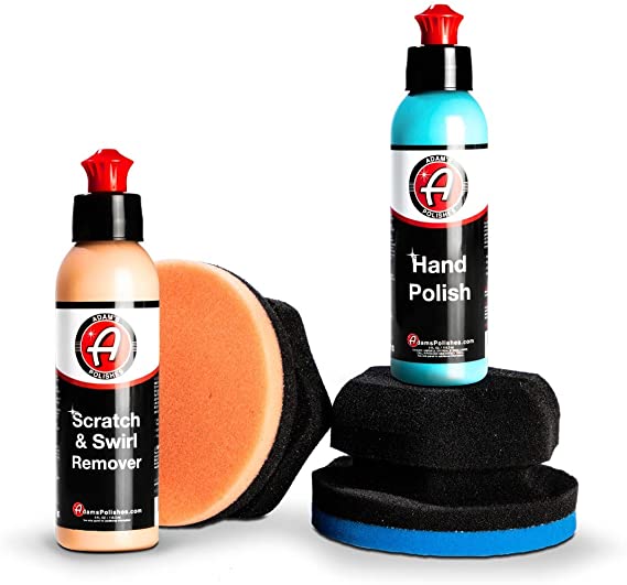 Adam’s Car Scratch & Swirl Remover Hand Correction System | Remove & Restore Paint Transfer, Minor Imperfections, Oxidation | Paired with Orange Compound Correction Pad Applicator (2 Step Kit)