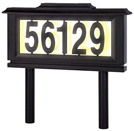 Solar Address Sign Lighted House Number Address Plaque Outdoor LED Light Sign