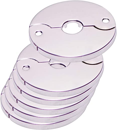 Floor and Ceiling Plate Split Flange, Fits 1/2 Inch IPS Galvanized Pipe or 3/4 Inch Copper Pipe, Chrome Finish (Pack of 6)