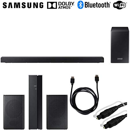 Samsung HW-Q60R 360W Virtual 5.1-Channel Soundbar System   Rear Speakers Bundle Includes, SWA-8500S/ZA Wireless Rear Speakers Kit, 6ft HDMI Cable & 6ft Optical Toslink 5.0mm OD Audio Cable