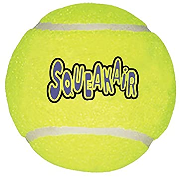 KONG Air Dog Squeakair Tennis Ball Dog Toy, Large, Yellow (2 Pack)