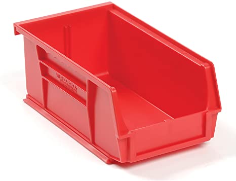 Plastic Storage Bin - Small Parts 4-1/8 x 7-3/8 x 3, Red - Lot of 24