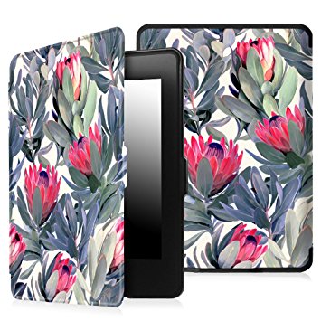 Fintie Case for Kindle Paperwhite - The Thinnest and Lightest PU Leather Cover Auto Sleep/Wake for All-New Amazon Kindle Paperwhite (Fits All 2012, 2013, 2015 and 2016 Versions), Protea Paradise