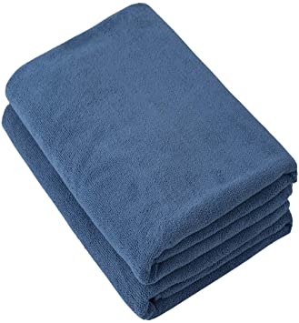 Puomue Microfiber Bath Towels – Super Absorbent, Soft, Fast Drying and Oversized Bath Lines - 2 Pack (30 x 60 Inch) - Multipurpose for Travel, Sports, Spa, Blue