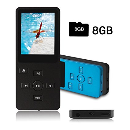 Ultrave Portable 8GB MP3 Player MP4 Player Hi-Fi Sound Music Player Expandable up to 64GB Supports FM Radio E-book Photo Viewer with Mini USB Port